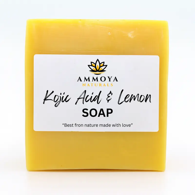Ammoya Naturals Lemon, Turmeric & Kojic Soap - Beauty Products for Bath & Shower, Skin Repair & Gentle Cleansing Body Care