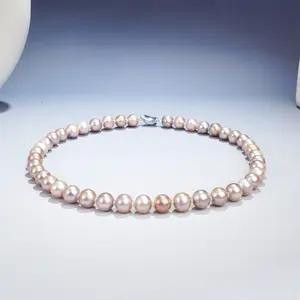A504-45 10-11mm Non-nucleated Pink Pearl Necklace nonnuclear fresh water pearls for birthday/anniversary/holiday /retirement/ graduation presents