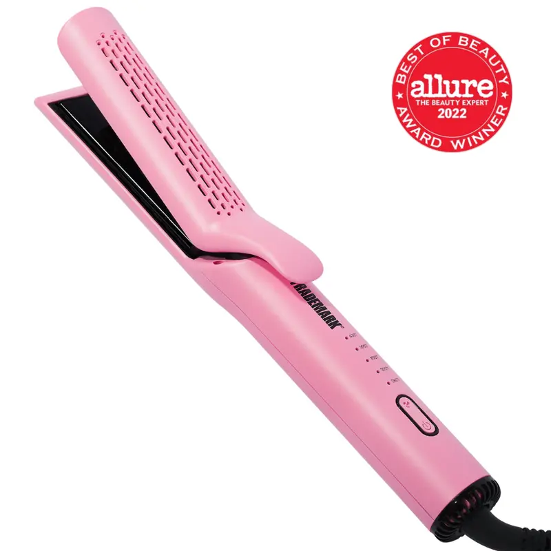 Trademark Sunny Styler Airflow Styling Iron 2 in 1 Hair Straightener Flat Iron and Curler Perfect hair Styling Tool Pink Less Damage Adjustable Smooth