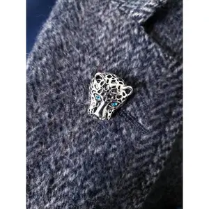 Crystal Rhinestones Jaguar Lapel Pin