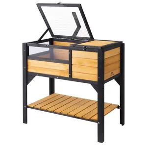 VEVOR Tortoise Habitat, Wooden Tortoise House Indoor Outdoor, Tortoise Enclosure with Light Stand, Reptile Enclosure Small Animal Cage with Stand Legs for Gecko, Lizard, Snake