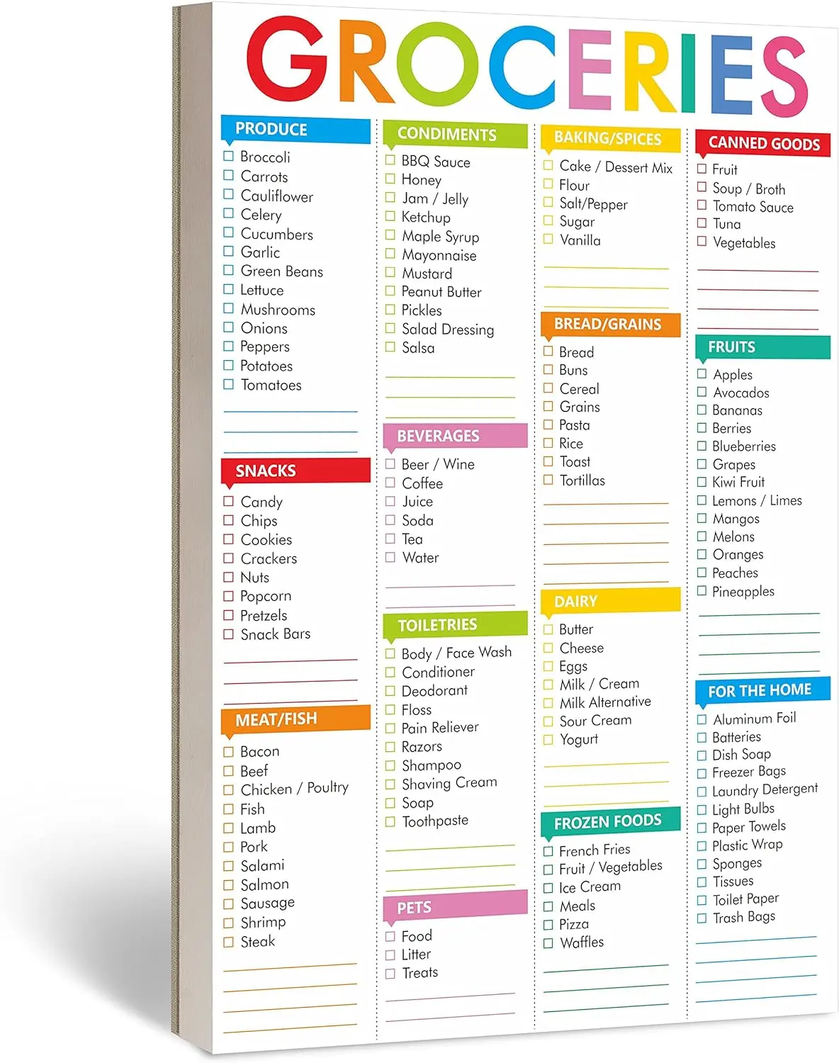 90 Sheets Fastcheck Grocery List Magnet Pad, 110 Printed Common Food for Fridge and Blank Grocery Shopping Spaces for Home. Size 6”x 9”