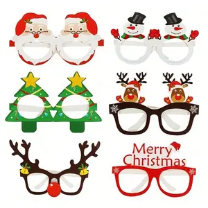 Paper Glasses, 9 Pairs Cute Reindeer & Tree Design Glasses, Party Decoration Supplies for Home & Outdoor