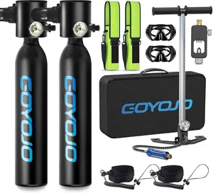 GOYOJO 2-Pack 0.5L Mini Scuba Tank Set with Mask, Large Carry Bag & Adapter – DOT Certified Portable Diving Air Tank for Snorkeling & Scuba Diving