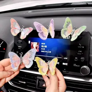 Butterfly Car Dashboard Decoration, Creative Healing Fresh Cute Car Interior Ornament, Gift for Women or Girls, Unique Girly Car Accessories