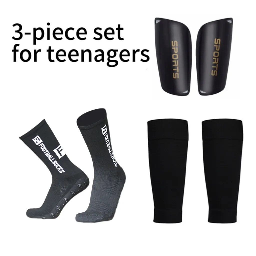 Youth Soccer Sports Set 3-Piece, Gel Letter Ankle Socks, Shin Guards with Calf Compression, Ideal for Outdoor Activities and Team Training