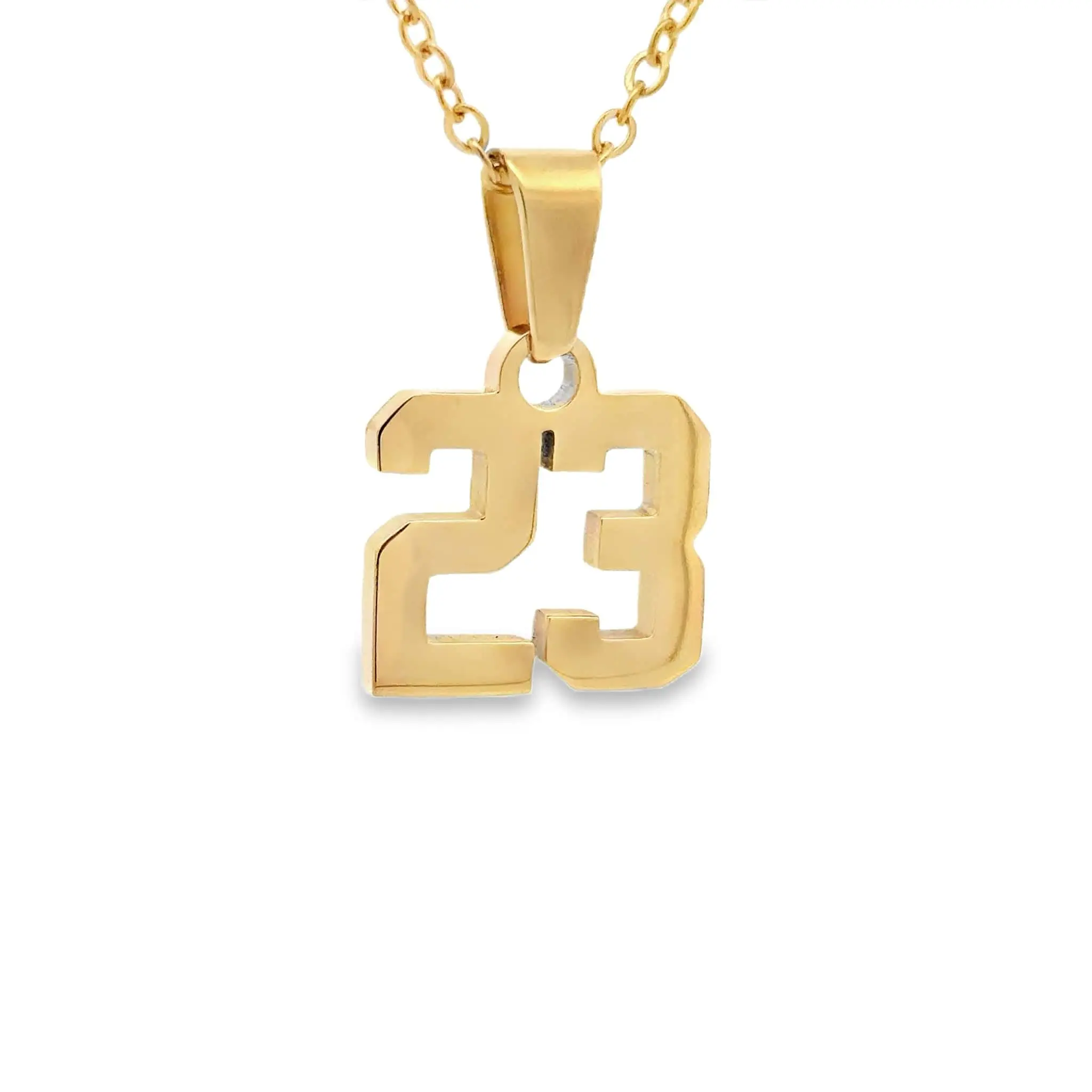 Small Number Pendant Necklace - Gold