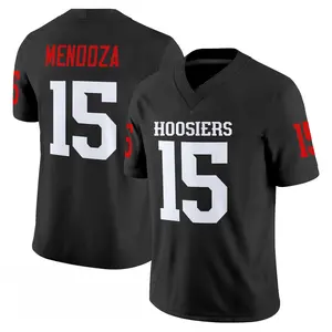 Indiana Hoosiers Black Football Jersey Mendoza #15 Unisex V-Neck College Fan Shirt Team Spirit Game Day Lightweight Athletic Top