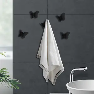 4-Piece-Shaped Metal Wall Hooks - Easy Installation, Bathroom, Bedroom, Entryway Decorative Towel & Robe Hooks - Includes Drilling Accessories