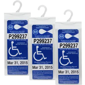 LotFancy Handicap Placard Holder for Auto, Pack of 3, Disabled Parking Permit Sign Holder with Larger Hook
