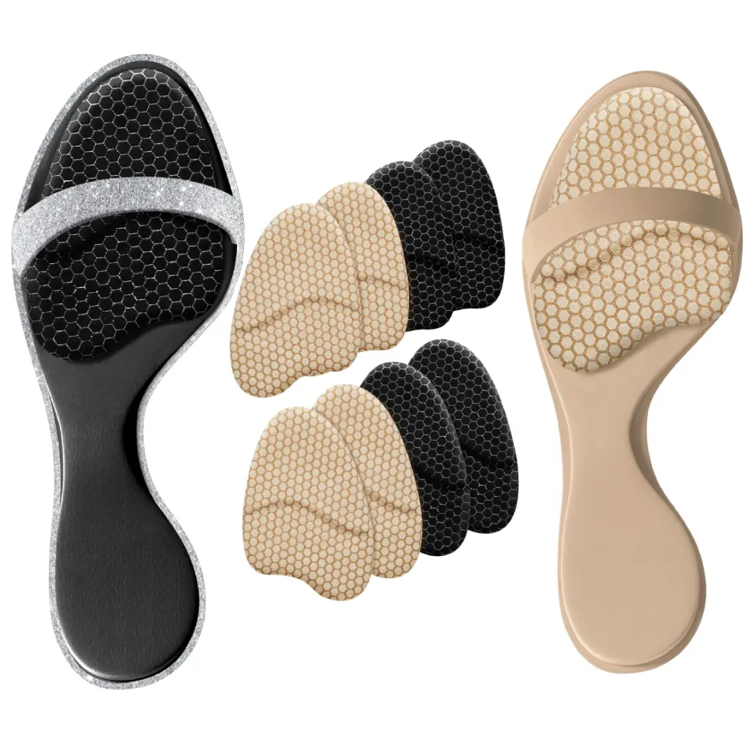 Metatarsal Pads for High Heels, 4 Pairs Ball of Foot Cushions with Gel & Suede, Anti-Slip Invisible Inserts, Fashion Accessories, Shoe Supportive Soles Genuine Leather Insoles
