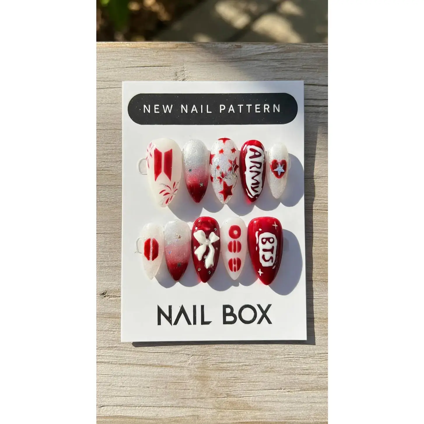 Press On Nails Red White Kpop Nail Set Handmade Gel Nails Glitter Star Nails Cute Korean Nail Art Reusable Nails Press On Nails Red White Kpop Nail Set Handmade Gel Nails Glitter Star Nails Cute Korean Nail Art Reusable Nails