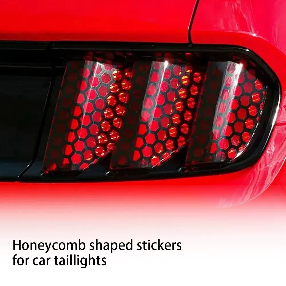 Honeycomb Hollow Car Lamp Film - 48×30cm Cut-Out Headlight & Taillight Sticker, Automotive Exterior Car Decor Accessory