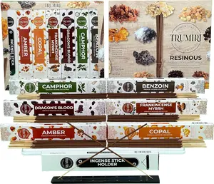 Trumiri Incense Sticks - 120 Insence-Sticks (20 Insense x 6 Incents) - Incienso Inscents-Sticks with Dragon Blood Frankincense Myrrh Benzoin Amber Copal Resin and Camphor Alcanfor + Incense Holder