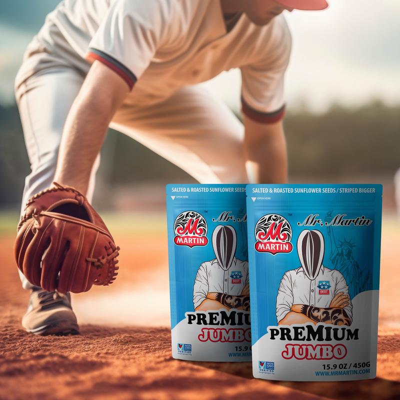 Mr. Martin Freshly Roasted Salted Premium Jumbo Stripped In-Shell Sunflower Seeds - Pack of 6