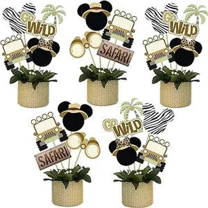 Safari Centerpiece Sticks- Let's Go Wild Jungle Animal Birthday Party Baby Shower Table Toppers for Kids（28PCS）