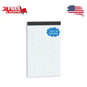 Large Graph Paper Pad 11x17, Grid Paper, 4x4 Graph Ruled