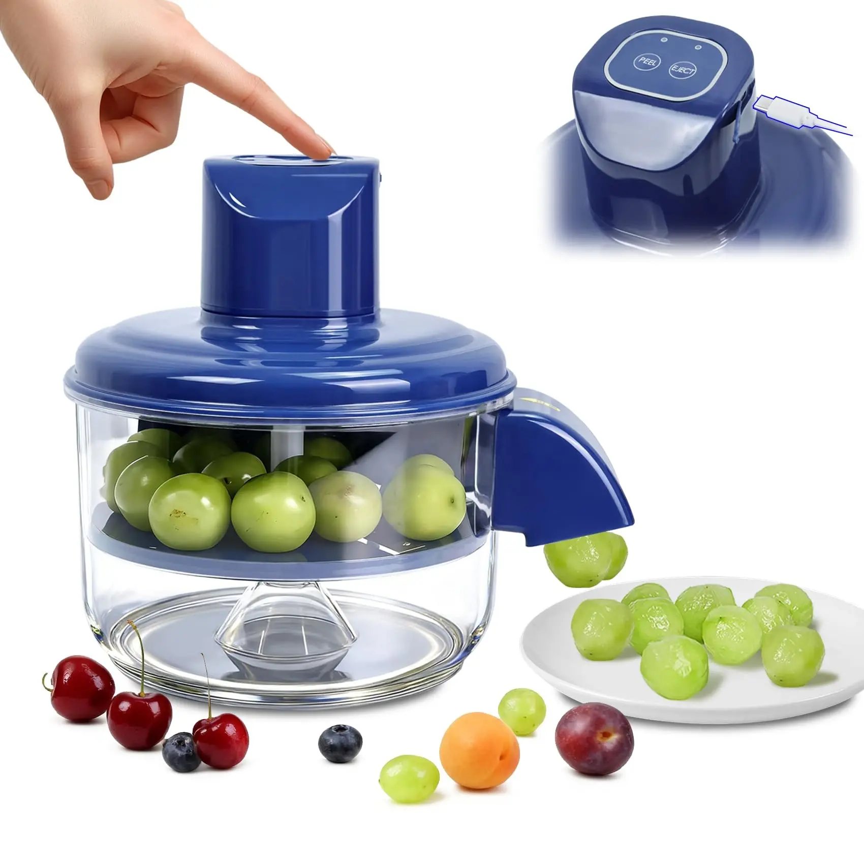 Portable Peel Machine, USB Rechargeable Electric Fruit and Vegetable Peeler, One-Touch Operation, Ergonomic Design, Kitchen Tool, Fruit Peeling Machine