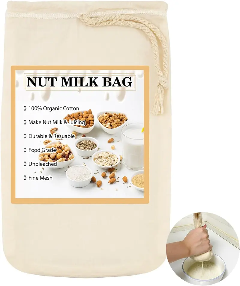 6-Pack Reusable Nut Milk Bags (12x8 In) - 200 Mesh Fine Nylon Strainer For Juicing, Cheese, Tofu & Cold Brew