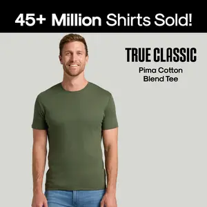 True Classic Men’s Pima Cotton Blend Crew Neck T-Shirt – Ultra-Soft Premium Pima Tee, Breathable Athletic Fit, Silky Feel Everyday Essential