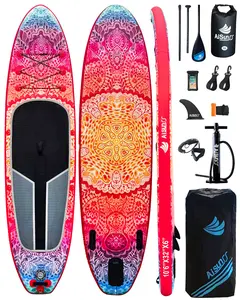 AISUNSS 10.6Ft Inflatable Paddle Board for Adults with Adjustable Aluminum Paddle & Double Action Pump Outdoor Water Sports Equipment