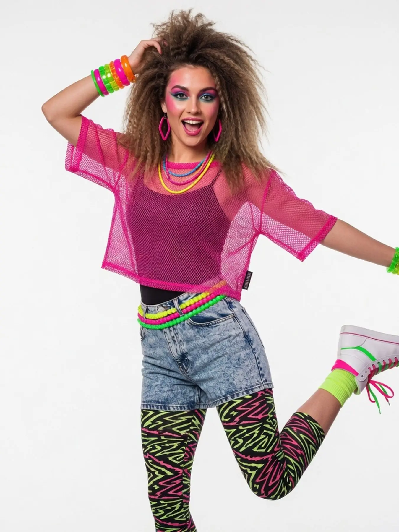 80s Retro Neon Summer Women's Fishnet T-Shirt Mesh See Through Top Carnival Party Outfit 80s Retro Neon Summer Women's Fishnet T-Shirt Mesh See Through Top Carnival Party Outfit