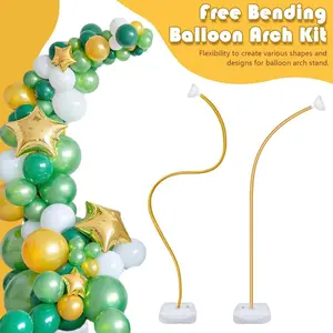 1 Set Golden Bendable Balloon Arch Kit 243.84cm And 152.4cm - Flexible Support with Base And Water Bags for Weddings, Christmas, New Year, Birthdays, Anniversary Parties, Graduation Ceremonies