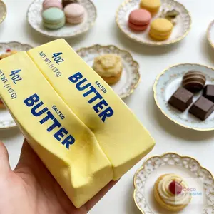 2pcs/1Pc Squeeze Butter Squishy Toy, PU Material Butter Stick Super Soft Slow Rising Squeeze Food Fidget Toy for Office School Stress Relief Fidgeting (Light Yellow)