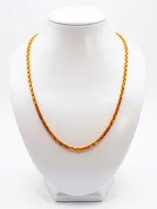 24K Yellow Gold Plated Textured Box Link Chain – Heavy Industrial Style Statement Necklace