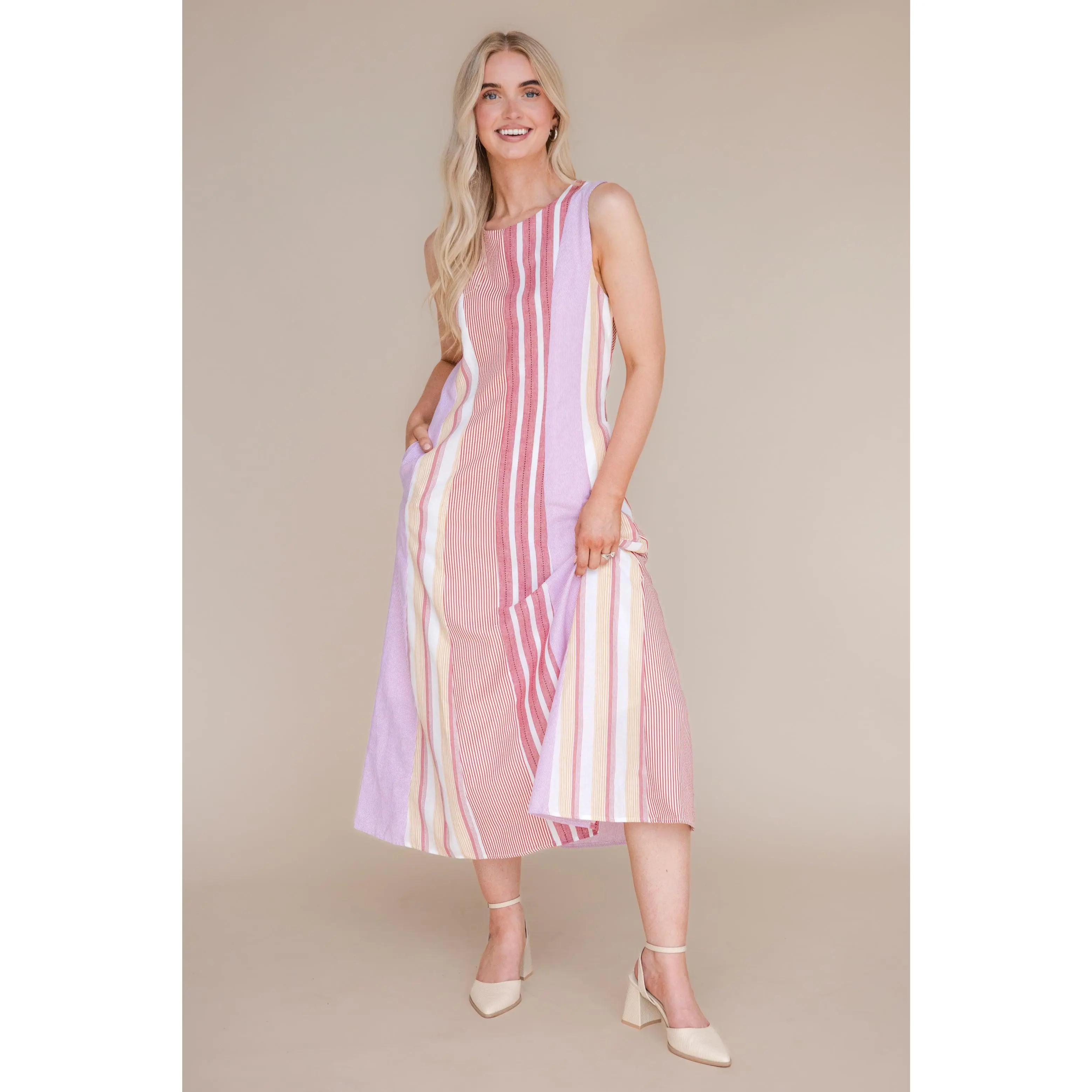 Milan Dress-Red Multi