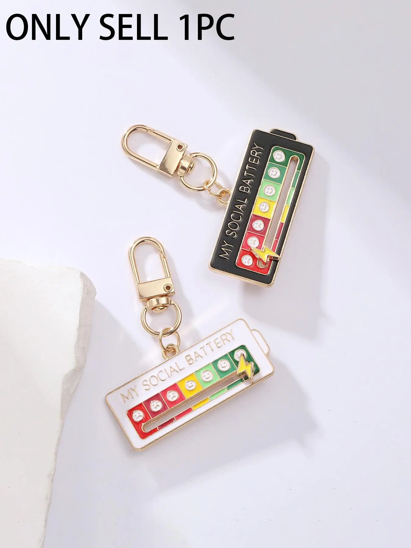 Funny Social Battery Keychain Adjustable Mood Expression Pendant Creative Cow Introvert Car Key Ring Unique Bag Accessory Small Gift Keychain Accessories Keychain For Bags Car Key Chains