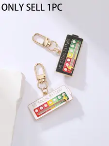 Funny Social Battery Keychain Adjustable Mood Expression Pendant Creative Cow Introvert Car Key Ring Unique Bag Accessory Small Gift Keychain Accessories