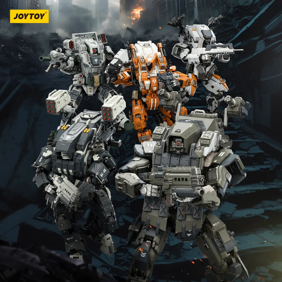 JOYTOY Dark Source 1/25 Action Figures APOC Series Thor Fire Strike Mech +Steel Ride Corps Sniper Viktor APOC Series Razor Stealth/Night Ops Mech +Steel Ride Corps Assaulter Echo  APOC Series Mystic Armor Heavy Assault Mech +Steel Ride Corps Guard Kael ou