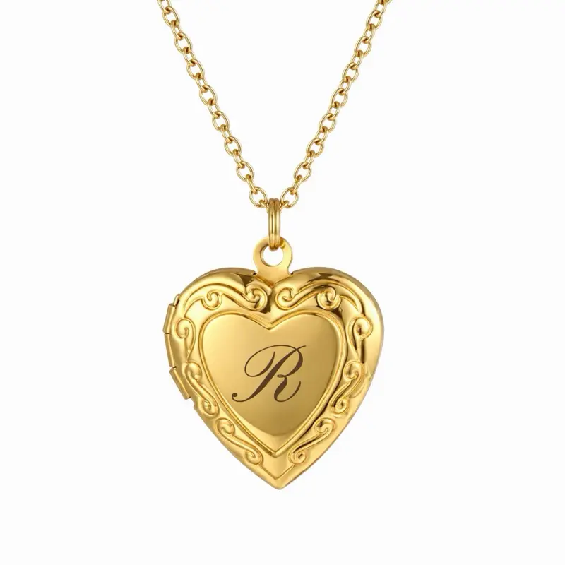 Personalized Locket 18k Gold Plated Stainless Steel by Citrine - Classic and Mini Locket - Waterproof and Non Tarnish