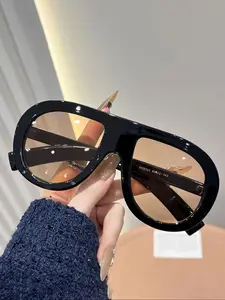 Unisex Fashion Classic Large Frame Glasses, Boho Style Plastic Eyewear for All Seasons, Versatile Accessories, Travel Friendly