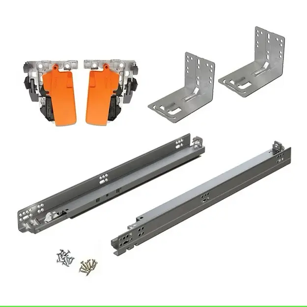 BLUM 18" Tandem Set of 6 Drawer Slides with BLUMOTION Complete Kit Includes Runners 563H Locking Devices Rear Mounting Brackets and Screws for Face Frame or Frameless Application