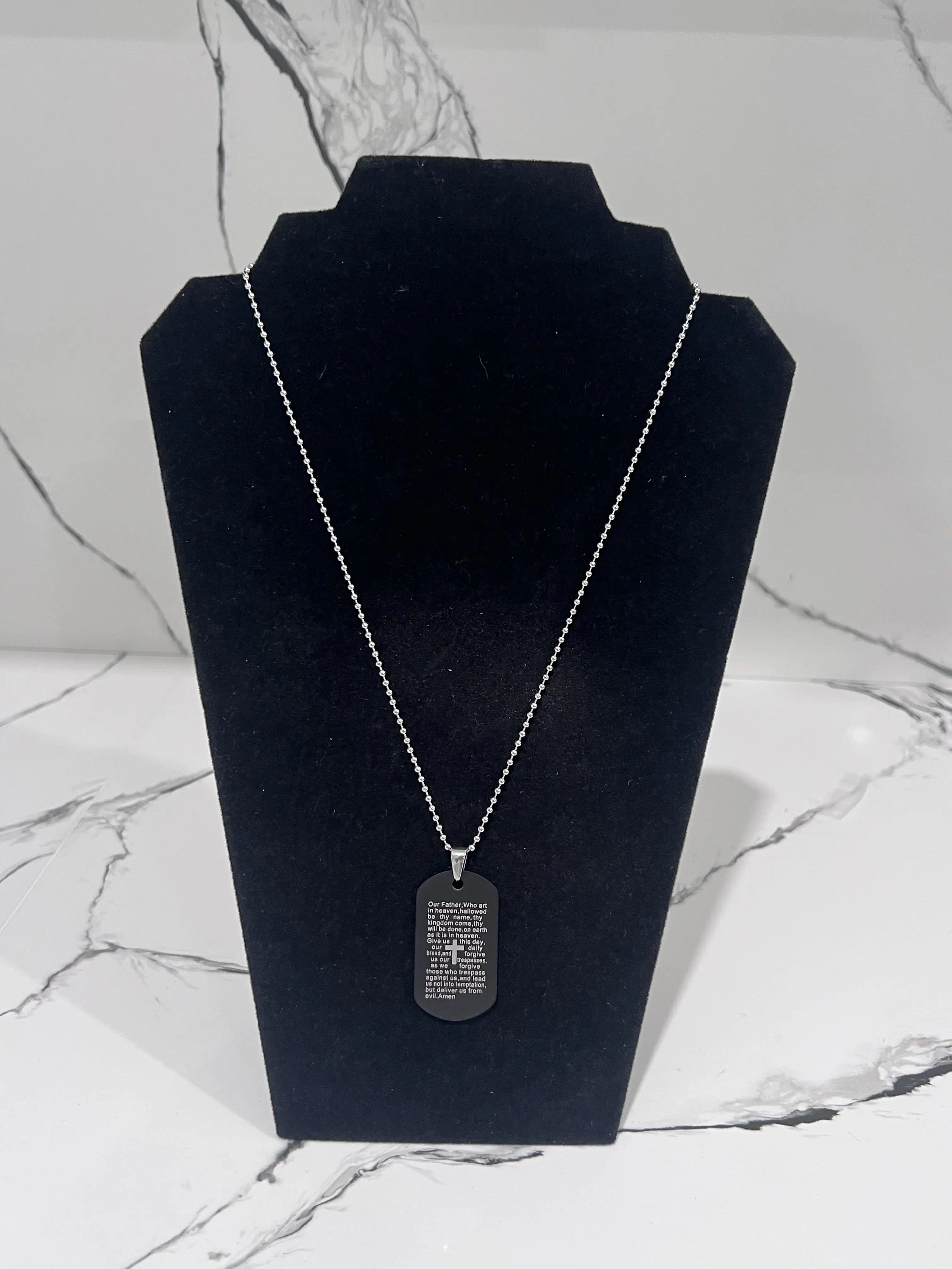 Xp Jewelry Beaded Necklace With Cross Pendant And Prayer.