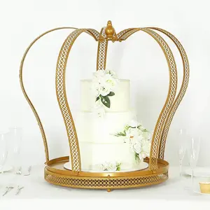 Metal Wedding Cake Stand 26" Gold Princess Crown Style