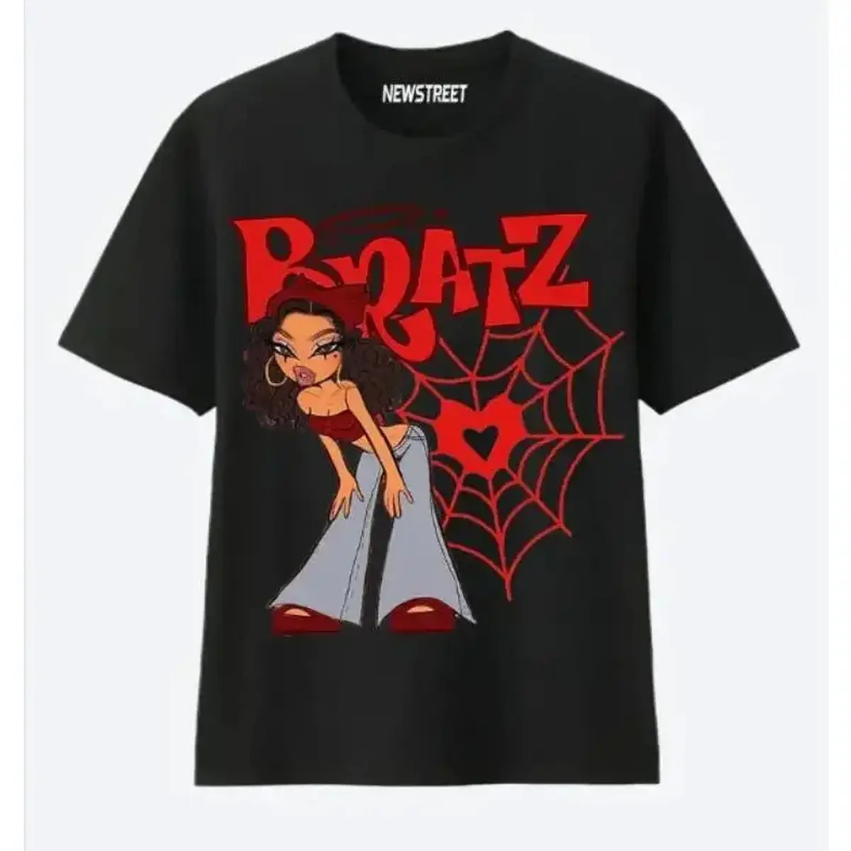 Bratz Doll Y2K Aesthetic Graphic T-Shirt, Vintage Red Spiderweb and Goth Casual Tee