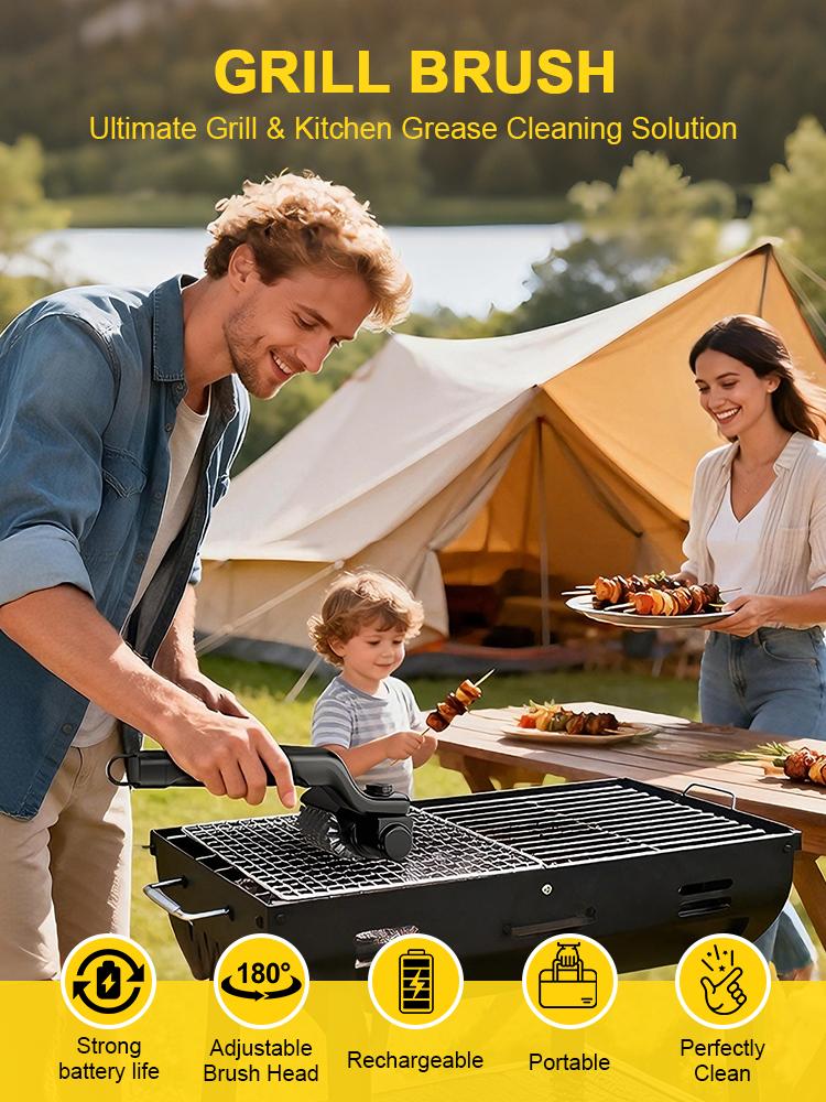 Multifunctional Electric Grill Cleaning Brush Set Perfect for Summer BBQ [Powerful Cleaning Performance]—delivers highly efficient, residue-free cleaning to effortlessly tackle grease and grime on your grill for Memorial Day Sale