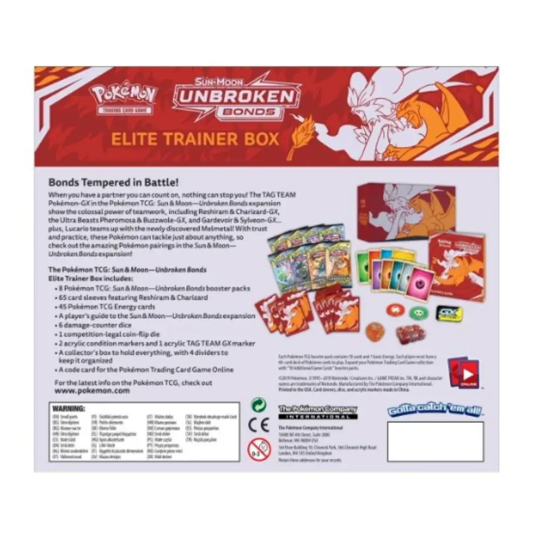 Pokmon TCG ETB: Sun & Moon Unbroken Bonds Elite Trainer Box Collectible  Trading Card Game Pack for Enthusiasts Includes Trading Cards Part of Sun &  Moon Series - TikTok Shop