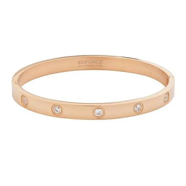Stately Steel Cubic Zirconia Hinged Bangle Bracelet Stately Steel Cubic Zirconia Hinged Bangle Bracelet