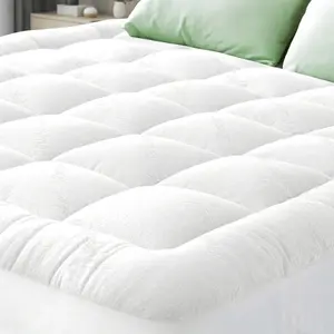 Naturally Cooling for Hot Sleepers, Viscose Made from Bamboo Pillow Top Mattress Pad for Back Pain Relief, Ultra Soft Mattress Topper