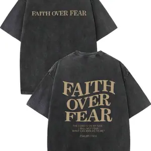 Faith Over Fear Men's Casual Shirt with "FAITH OVER FEAR" Print and Psalm 118:6 Scripture Reference - Menswear