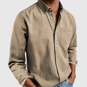 Men's Shirt New Long Sleeve Lapel Casual Cotton Blend Fitted with Pocket Decoration for Youth Spring Autumn Basic Cardigan