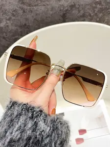 Women's Elegant Square Frame Sunglasses, Trendy Vintage Style Large Frame Sunglasses for Vacation Travel, Fashion Accessories for Outdoor Activities