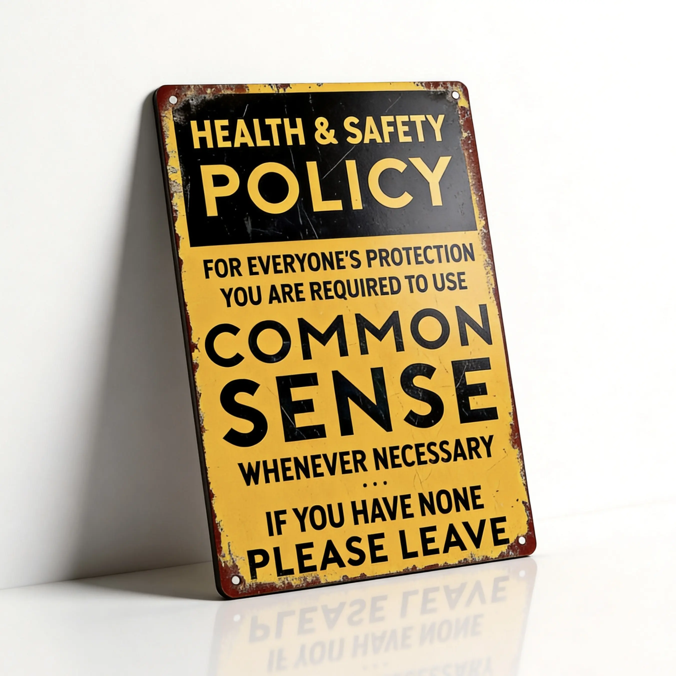 8x12in Rectangular Grunge Metal Tin Sign - Common Sense Policy Decorative Home Sign, Home Supplies, Indoors Kitchen Wall Art Vintage Retro Plaque