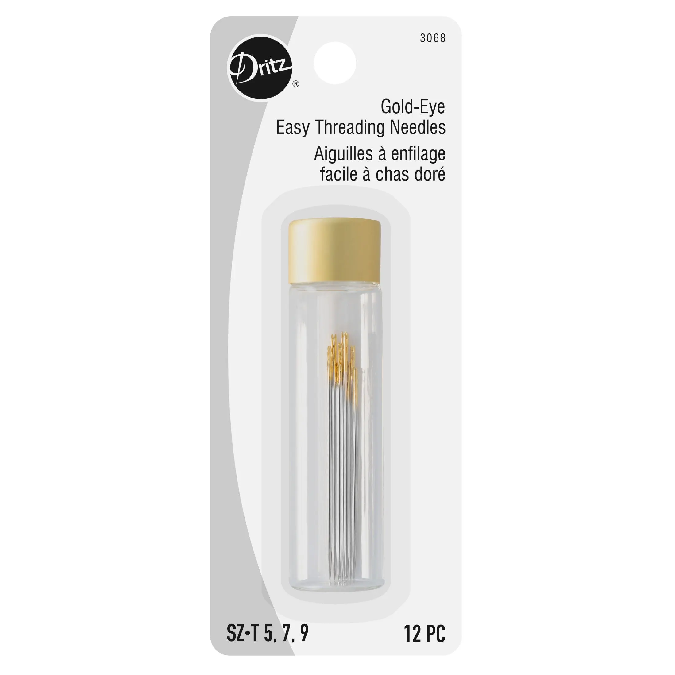Gold-Eye Easy Threading Needles, Sizes 5/7/9, 12 pc