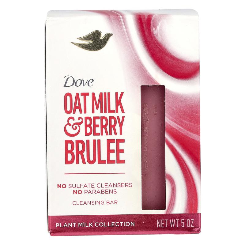 Dove Plant Milk Cleansing Bar Soap, Oat Milk & Berry Brulee, 5 oz
