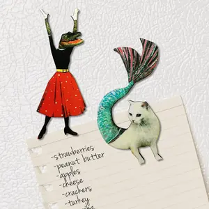 Animal Magnet Set - Alligator and Mermaid Cat Refrigerator Magnets